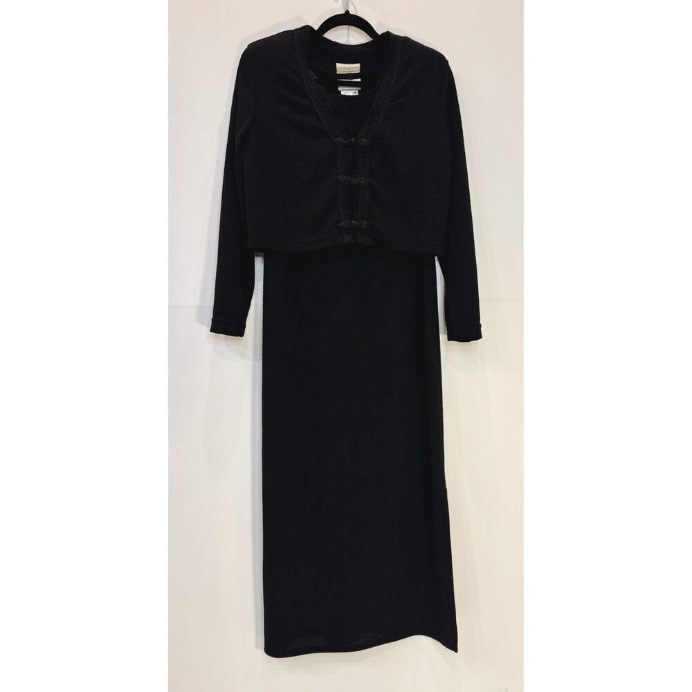 Coldwater Creek Womens Black 2 Piece Maxi Dress Jacket Set Size M Embroidered